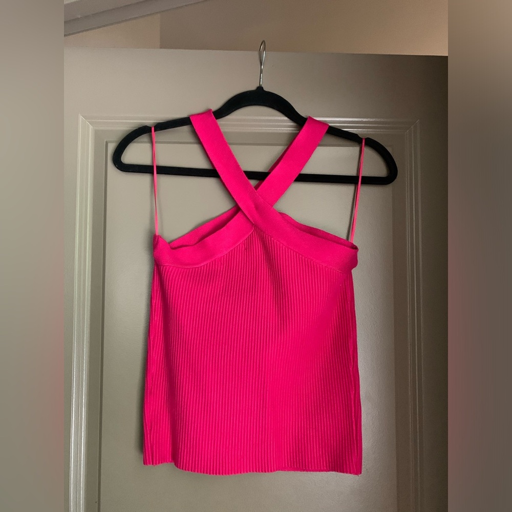 H by Halston Hot Pink Cross-Strap Tank Top